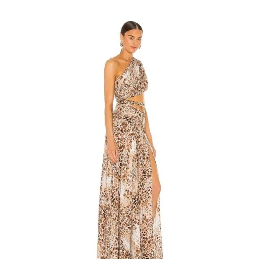 Bronx and Banco mini leopard Print One-Shoulder Gown. - Picture 2 of 3